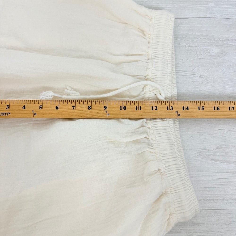 Madewell Double Gauze Wide-Leg Pants S Cream Pull-On Drawstring Beach Cotton - Picture 11 of 15